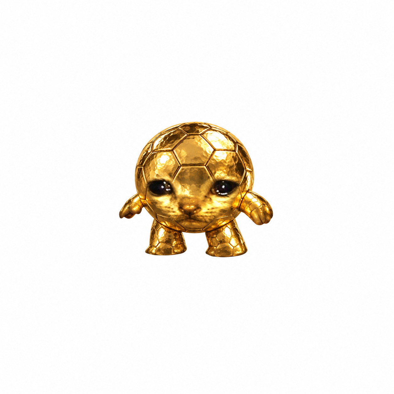 GOLDENMINI, a golden football kitten with tiny paws and big dark eyes